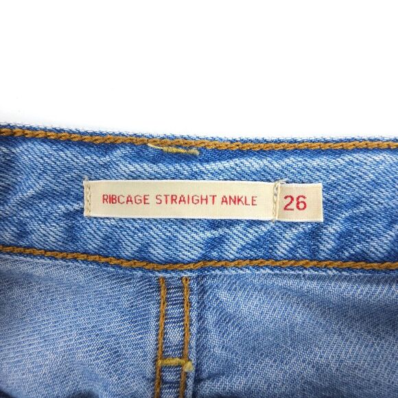 LEVIS Ribcage Straight Ankle Jean In The Middle Distressed 90s Y2k Clean Girl 26 - Picture 2 of 9